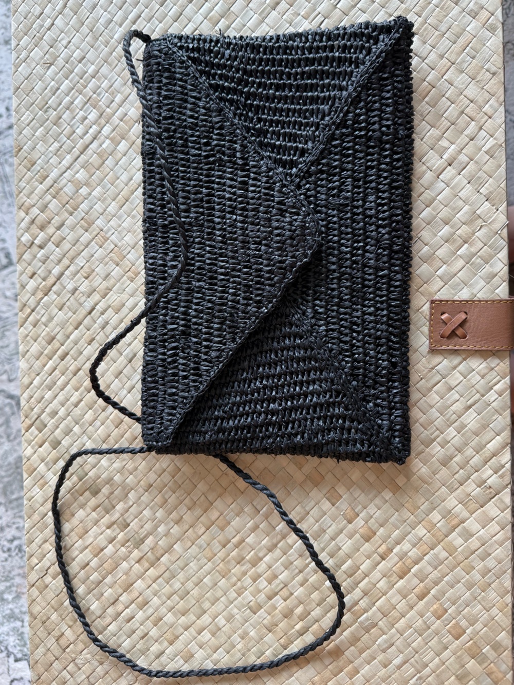 Hat Attack Black Woven Envelope Crossbody